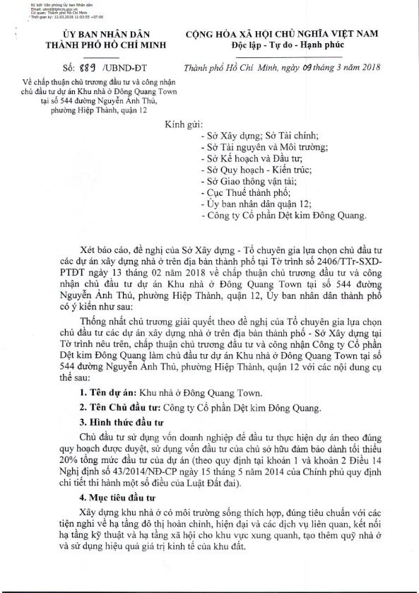 Dự án Prime Master Quận 12 - Giá & Ưu đãi mới nhất 19 chap thuan chu truong dau tu khu nha o dong quang 01.png